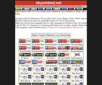 Skyembed.net(Get Embed Code OF Sports TV Channels 24/7 For Your Website Or Blog) Screenshot