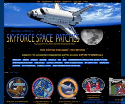 SKyforcespacepatches.com(Nasa Space Mission Patches) Screenshot