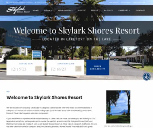 SKylarkshoreshotel.com(Skylark Hotel in Lake County) Screenshot