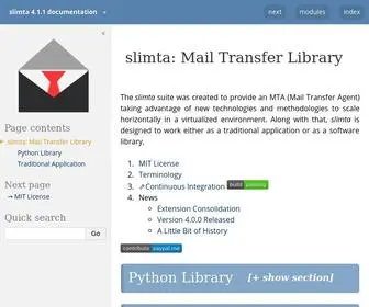 Slimta.org(Slimta 4.1.1 documentation) Screenshot