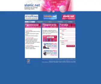 Slonic.net(Registracija spletnega imena (com/net/org/info/biz/eu/si)) Screenshot