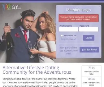 SLS.com(Alternative Lifestyle Dating Community for the Adventurous) Screenshot
