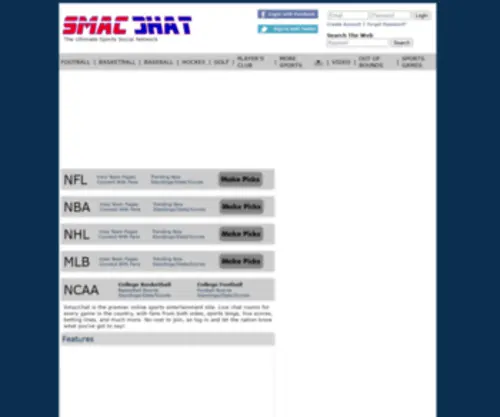 Smacchat.com(SmacChat is the premier online sports entertainment site) Screenshot