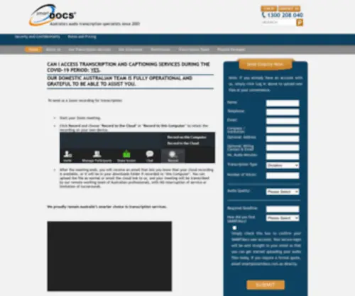 Smartdocstranscriptionservices.com.au(SmartDocs) Screenshot