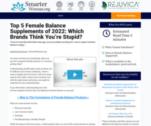 Smarterwoman.org(Top Menopause Support Supplements) Screenshot