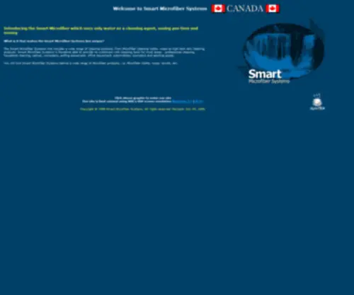 Smartmicrofiber.com(Smart Microfiber and Aqualine products that require only water for cleaning) Screenshot