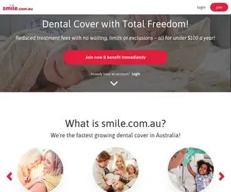 Smile.com.au(Top-Rated Dental Cover From $79 a Year) Screenshot