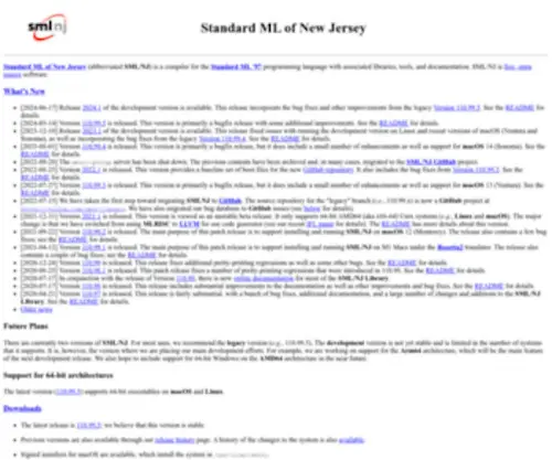 SMLNJ.org(Standard ML of New Jersey) Screenshot