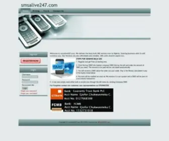 Smsalive247.com(Providing Cheap and reliable bulk SMS services) Screenshot