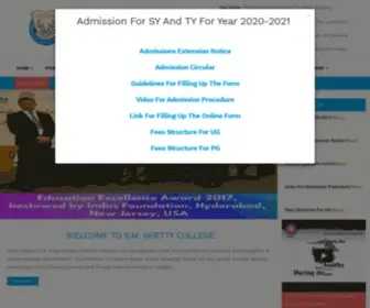 SMshettycollege.edu.in(Shetty College) Screenshot