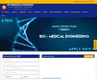 Smvec.ac.in(Sri Manakula Vinayagar Engineering College) Screenshot