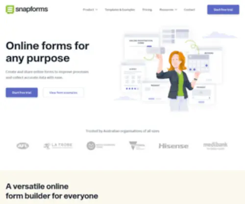 Snapforms.com.au(Online Forms Builder & Creator based in Australia) Screenshot