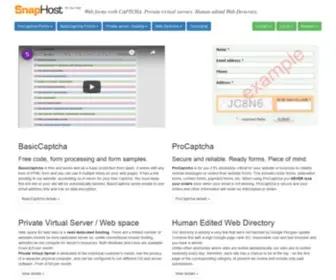 Snaphost.com(Anti-spam CAPTCHA web form protection, pre-designed forms, private virtual servers with a complete admin support) Screenshot