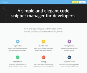 Snipsave.com(Web-based code snippet manager for developers) Screenshot