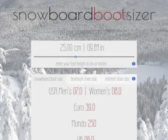 Snowboardbootsizer.com(Snowboard Boot Size) Screenshot