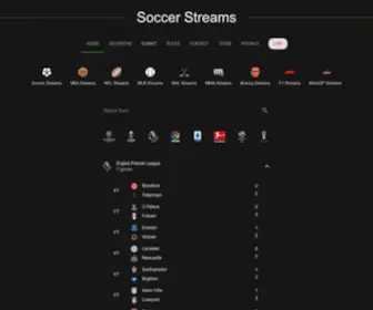Soccerstreams-100.tv(Soccer streams a website dedicated to the highest quality of free soccer) Screenshot