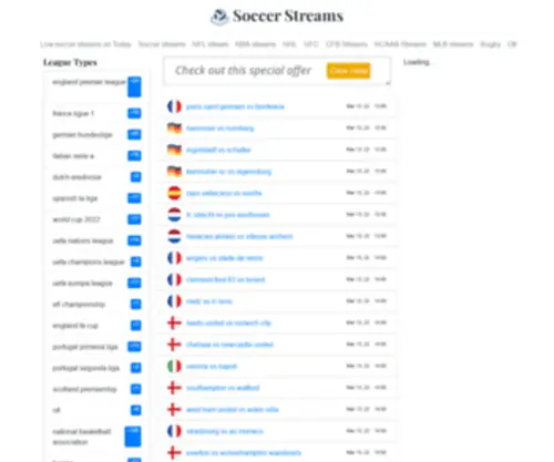 Soccerstreams100.net(Soccer Streams) Screenshot