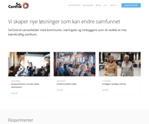 Socentral.no(Skaper nye løsninger som kan endre samfunnet) Screenshot