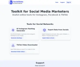 Social2Data.com(Toolkit for Social Media Marketers) Screenshot