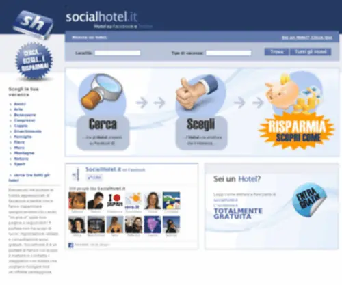 Socialhotel.it(Facebook Hotel e Alberghi su Twitter con offerte speciali) Screenshot