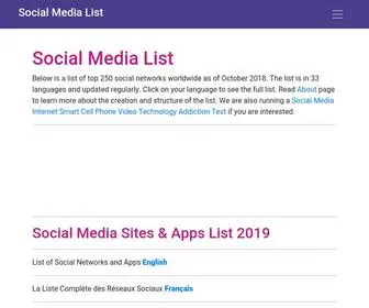 Socialmedialist.org(Social Media Apps) Screenshot