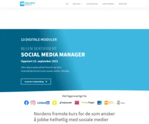 Socialmediamanager.no(Nordens fremste kurs i sosiale medier) Screenshot