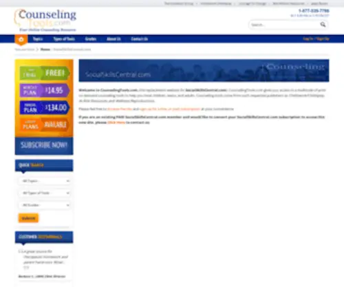 Socialskillscentral.com(CounselingTools.com (the replacement website for )) Screenshot