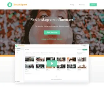 Socialspark.com(SocialSpark is an software platform for Instagram Influencer Marketing) Screenshot