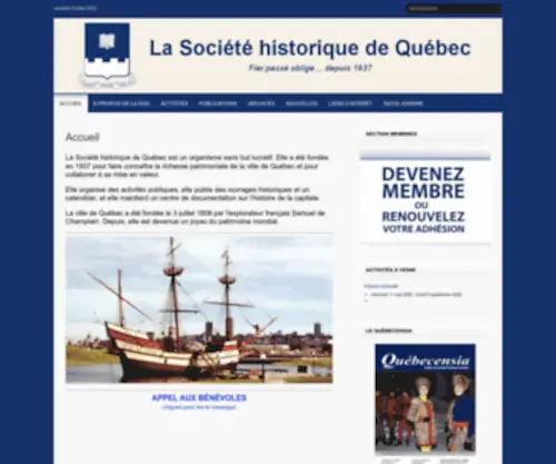 Societehistoriquedequebec.qc.ca(Société) Screenshot