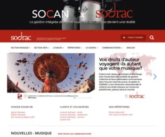 Sodrac.ca(Société du droit de reproduction des auteurs compositeurs et éditeurs au Canada) Screenshot