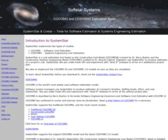 Softstarsystems.com(SystemStar Software Estimation Tool based on COCOMO II and COSYSMO 2) Screenshot