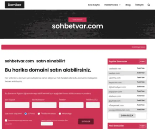 Sohbetvar.com(Satılık Domainler) Screenshot