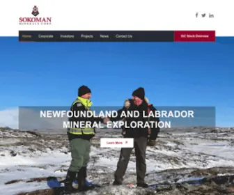 Sokomanmineralscorp.com(Mineral Exploration Newfoundland) Screenshot