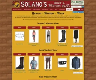 Solanoswesternwear.com(Solano's Boot & Western Wear Offers Fine Western Wear For The Entire Family) Screenshot