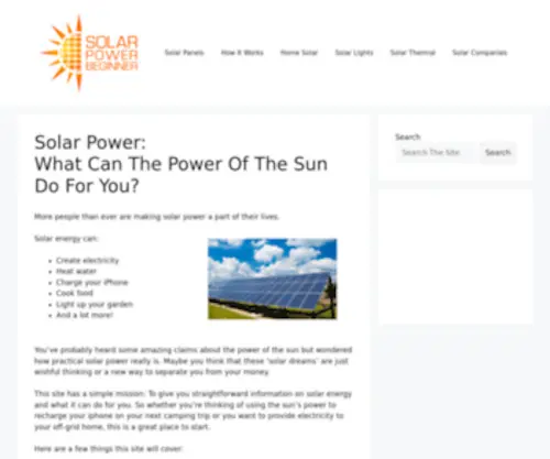Solarpowerbeginner.com(Solar Power Beginner) Screenshot