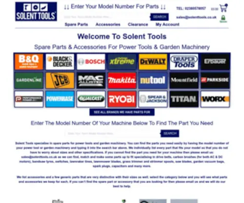 Solenttools.co.uk(Spare Parts for Power Tools and Garden Machinery) Screenshot