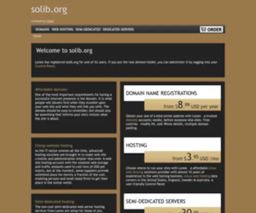 Solib.org(Domain name registration) Screenshot