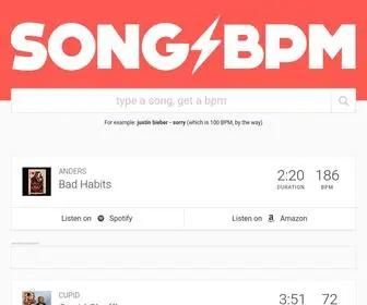 Songbpm.com(Find the BPM for any song on) Screenshot