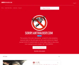 Sorryantivaxxer.com(Stories of anti) Screenshot
