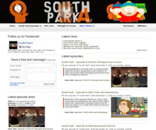 Southparka.com(South ParkA) Screenshot
