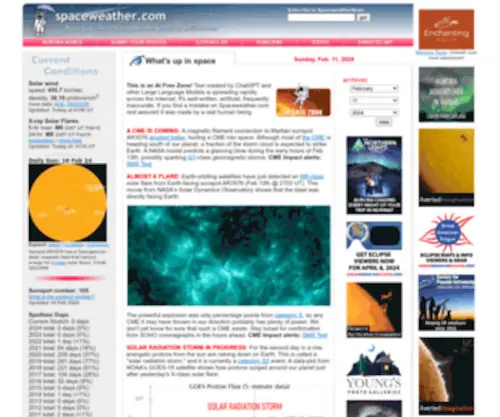 Spaceweather.com(News and information about meteor showers) Screenshot