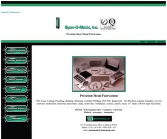 Spanomatic.com(Precision Sheet Metal Fabrication) Screenshot