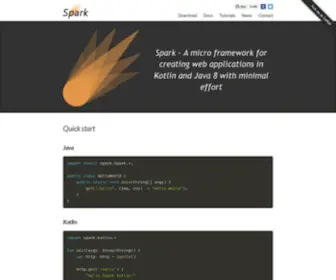 Sparkjava.com(Spark Framework) Screenshot