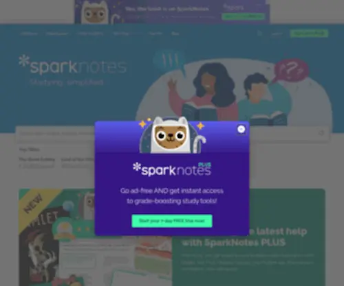 Sparknotes.com(Today's Most Popular Study Guides) Screenshot
