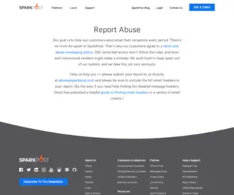 Sparkpostmail2.com(Report Abuse) Screenshot