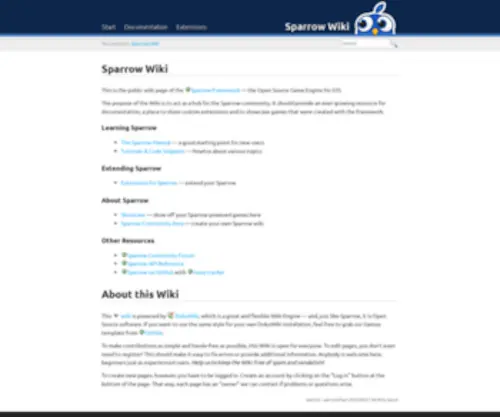Sparrow-Framework.org(Sparrow Wiki) Screenshot