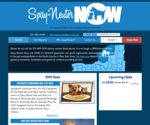 Spayneuternow.org(Prevention & Education Serving Northern New York) Screenshot