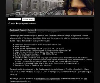 Speakgeekspeak.com(Geekspeak Report Podcast) Screenshot