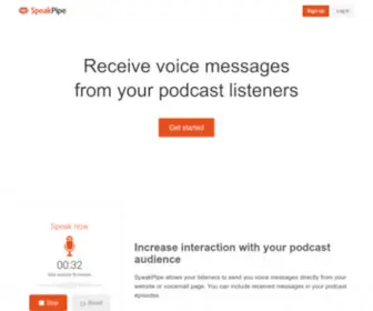 Speakpipe.com(SpeakPipe allows your podcast listeners to send you voice messages (voicemail)) Screenshot