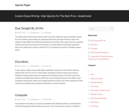 Specialpages.info(Custom Essay Writing) Screenshot